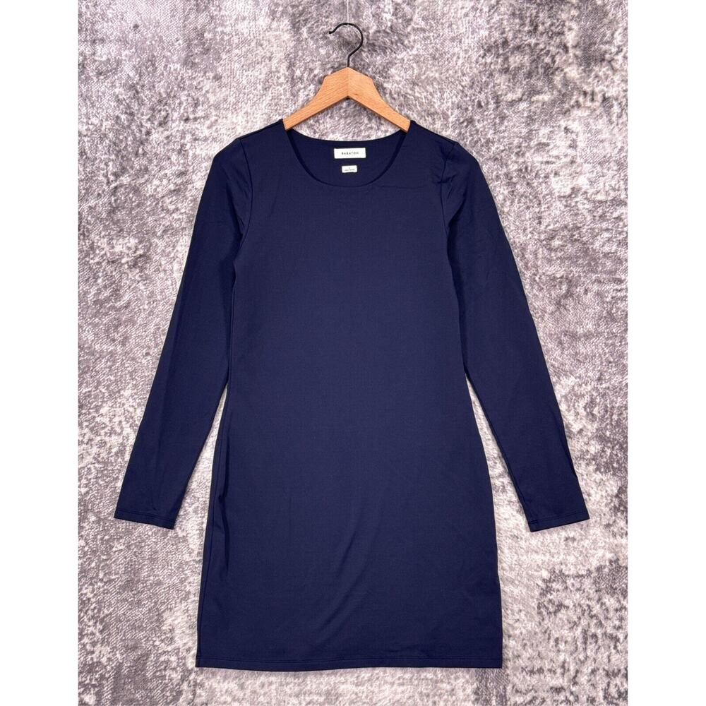 Aritzia Dress Large Womens Babaton Navy Blue Long Sleeve Bodycon Mini